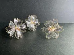 アメリカンフラワー髪飾り　桜　ゴールドパール　パーティー　結婚式　卒業式　前撮り