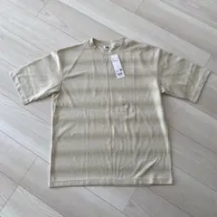 新品　タグ付き　ユニクロ　エアリズムコットンオーバーサイズボーダーt シャツ　L