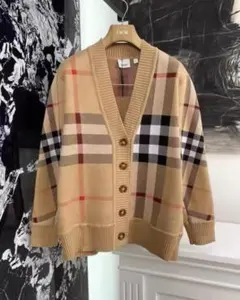 バーバリー ウール チェックカーディガン ニット