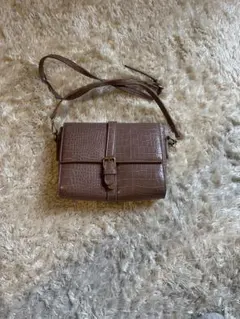 ブラウン クロコダイル風ショルダーバッグ