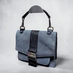 DIESEL ディーゼル　ハンドバッグ　デニム　レザー　腕掛け　ブルー