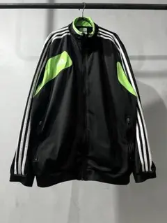 adidas トラックジャケット 黒 緑　黄緑　アディダス 古着