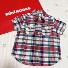【美品】Miki House DOUBLE B 半袖シャツ チェックシャツ