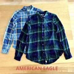 AMERICAN EAGLE AE 長袖 チェック シャツ2枚セット XS S