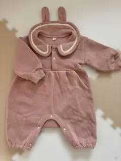 ウサギ耳付きロンパース 70cm ピンク