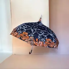 晴雨兼用 長傘 オレンジ花柄