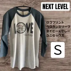 アメリカ古着＊NEXTLEVEL＊七分丈　ラグランスリーブ＊ネイビー×グレー＊S