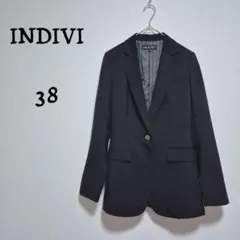 インディビ　INDIVI　テーラードジャケット　ブラック　シングルブレスト　M