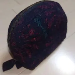 ハンドメイド ポーチ 花柄 黒赤