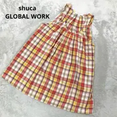 shuca グローバルワーク ノースリーブ チュニック 赤・黄・白 チェック柄のサムネイル