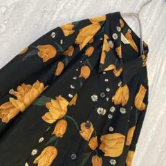 ヴィンテージ ブラウス 長袖 お花刺繍 古着 一点物 アンティーク