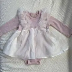 petit main フリル付き ワンピース チュール ピンク 70