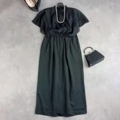 GIRL ガール ケープデザインロングドレス 黒 2L 大きいサイズ ワンピース