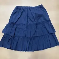 ネイビー ティアードスカート 膝丈のサムネイル