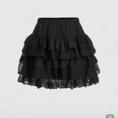 SHEIN スカート　フリルスカート　ブラック　mサイズ　JP-XL(M)