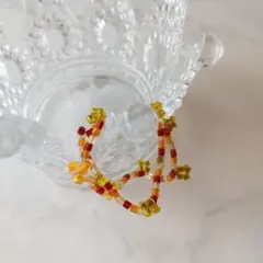 ハンドメイド ビーズ リング 指輪  オレンジ イエロー 黄色 韓国