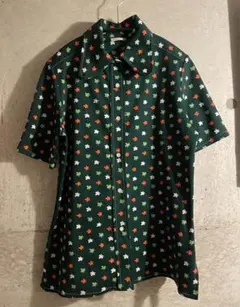 古着 Catalina ポリシャツ 半袖 70年代？ 柄 クローバー グリーン