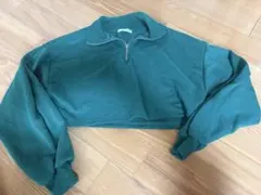 INGNI ショート丈 グリーン ハーフジップ 長袖トップス Mサイズ