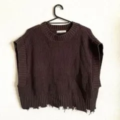 Maison de L'illure ダークブラウンニットベスト