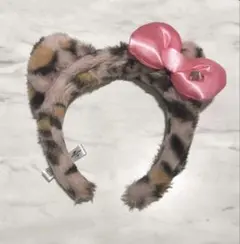 即日発送可‼️ヒョウ柄ファーリボンカチューシャ