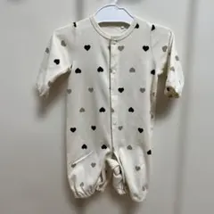 ハート柄ロンパース 半袖 クリーム色　60センチ