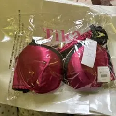 E70Tika シームレス×レースのブラ＆ヒモパンセット　ワインレッド