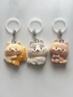 感謝品　猫のチャーム3個セット　アンブレラマーカー