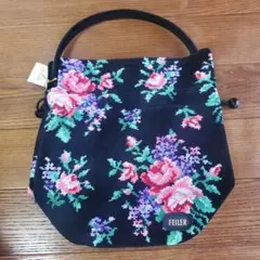 FEILER ニューローズライラック巾着バッグ 黒