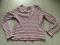 GU 赤と白のストライプ 長袖Tシャツ M