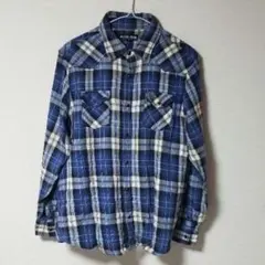 長袖シャツ　チェック　メンズ　青　最終値下げです