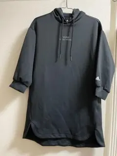 adidas ブラック フード付きパーカー ワンピース　M