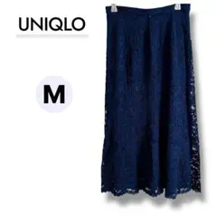 ユニクロ レーススカート マーメイド ネイビー 上品 美シルエット