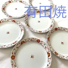 かくしょう　有田焼　赤絵 花唐草文様 皿 6枚セット　直径15㎝のサムネイル