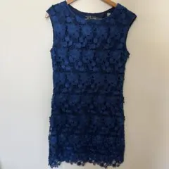POUR VOUS ネイビー レース ノースリーブ ワンピース