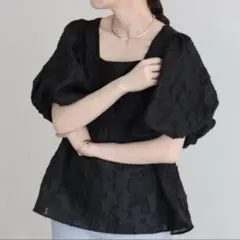 袖ボリュームジャガードブラウスのサムネイル