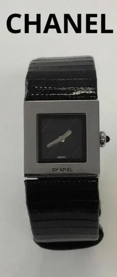 729 稼働 CHANEL 時計 マトラッセ レディース ブラック スクエア