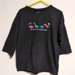 キッズ 恐竜柄 七分袖 Tシャツ ブラック