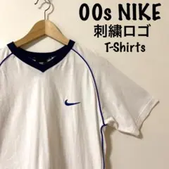 大人気古着　赤タグ　00s NIKE 刺繍ロゴTシャツ　パイピングスポーツmix