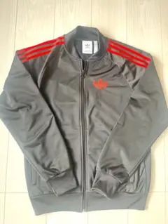 adidas トラックジャケット L ジャージ 黒 赤 トレフォイル ロゴ 3