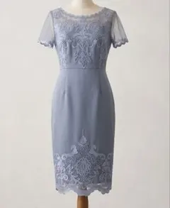 Rewde 定価2万円 結婚式 ドレス ブルーグレー レース L 体型カバー