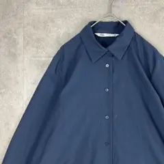 ZARA ザラ バックプリーツワンピース ロング丈 羽織 ネイビー