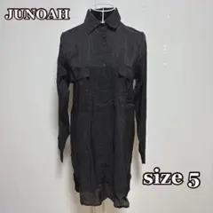 ●JUNOAH シアーシャツワンピース（5）レーヨン　黒　シンプルのサムネイル