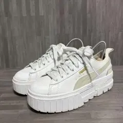 PUMA ホワイト グレー F1V0G 厚底 スニーカー 22.5