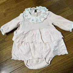 mamaraku バースデイ ロンパース 花柄フリル 70cm