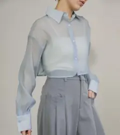 ショートシアーシャツ　ライトブルーのサムネイル
