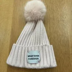 H&M キッズ ニット帽 ポンポン付き ピンク