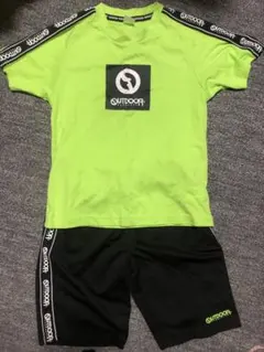 OUTDOOR PRODUCTS Tシャツとショートパンツセット 160蛍光緑黒