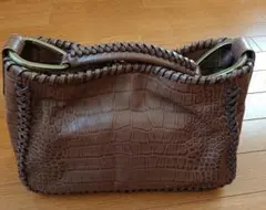 SAZABY ハンドバッグ クロコ型押し ブラウン