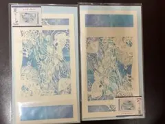 組み立てポストカード　2枚　海　エイ　ジンベイザメ　夏カード　レーザーカット