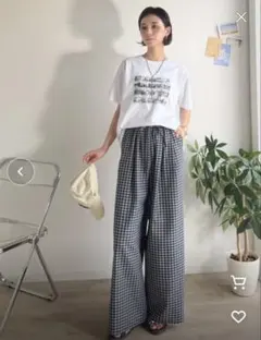 クラシカルエルフ サッカーチェックタックワイドパンツ